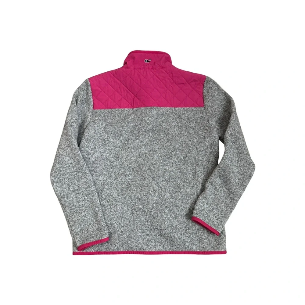 Vineyard Vines Girls' Fleece Sweater Jacket Pink Quilted Gray Full Zip Size‎ L